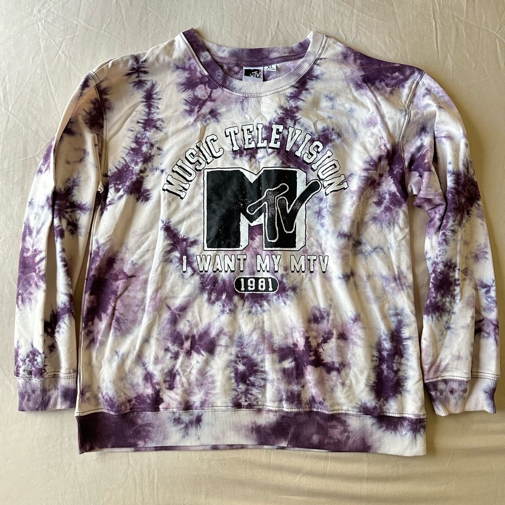 MTV Purple Tie-Dye Long Sleeve Tee - Picture 1 of 8
